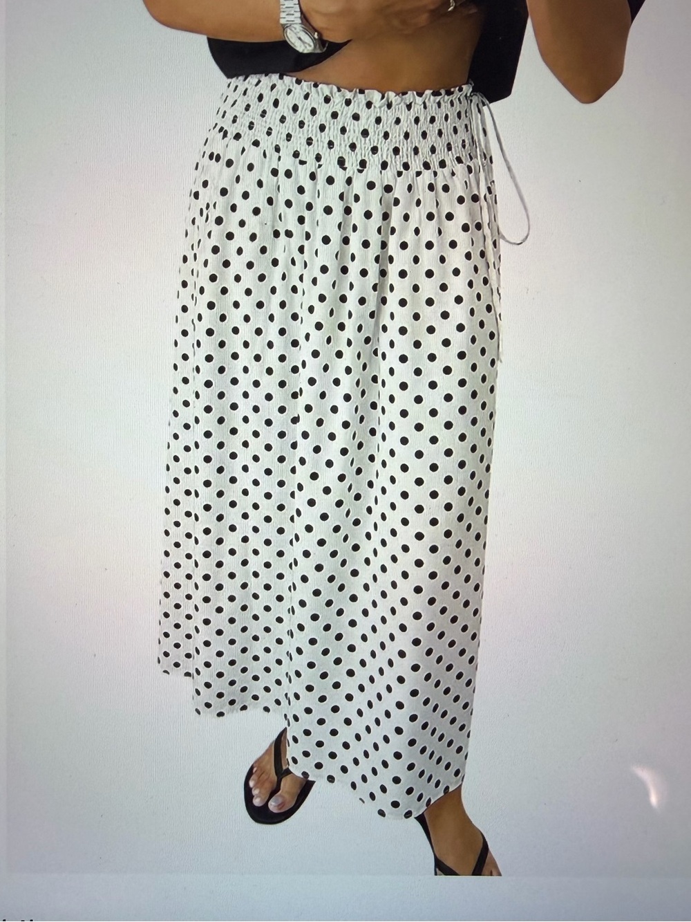 Drop waist skirt - White and Black Polka Dot